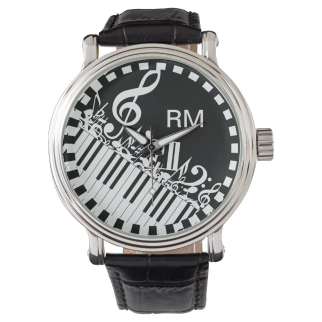 Montre Notes musicales et touches de piano personnalisées (devant)