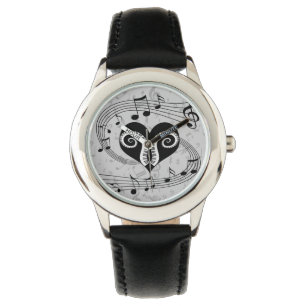Montre Notes musicales touches de coeur et de piano