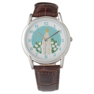Montre Notre-Dame de Fatima et roses blanches