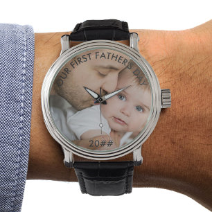 Montre Notre première Fête des pères photo personnalis