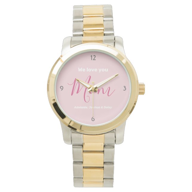 Montre Nous t'aimons Maman Pink Minimalist (devant)