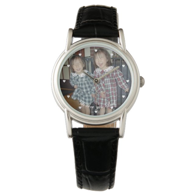 Montre Nous t'aimons Papa Enfants Coeurs photos (devant)