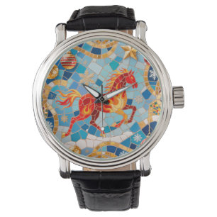 Montre Nouvel An 2026 Motif de Noël du Cheval Rouge Fiery