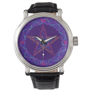 Montre Nouvelle ère colorée Pentagram Pagan Wiccan Art Wa