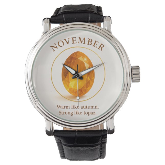 Montre Novembre Birthstone - Citrine pour la joie, l'abon (devant)