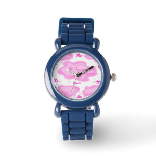 Montre nuages roses pastel stars bridesmaid girly moderne