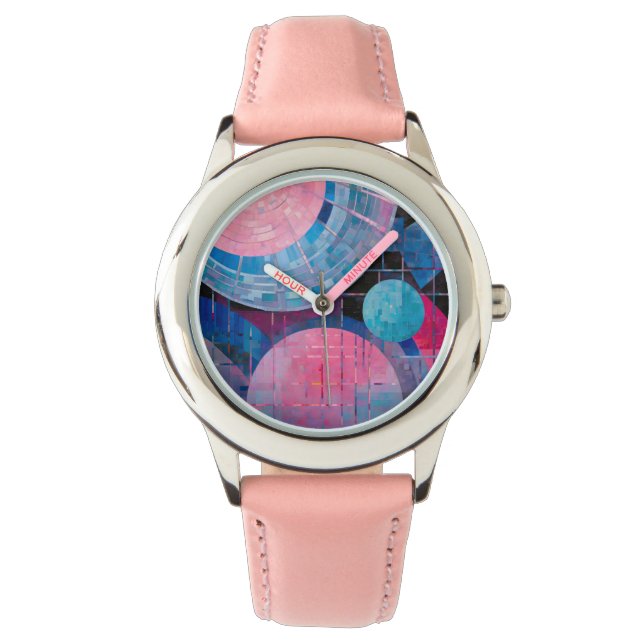Montre Nuances subtiles de bleu et de rose en Abstrait (devant)