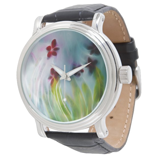Montre numérique des fleurs du printemps (Incliné)