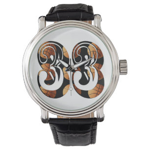 Montre Numéro 33 du basketball noir orange dimensionnel,