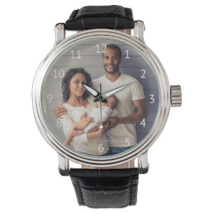 Montre Numéro blanc photo de famille personnalisée