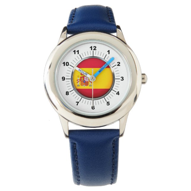Montre Numéro Bleu du drapeau d'Espagne ajustable pour en (devant)
