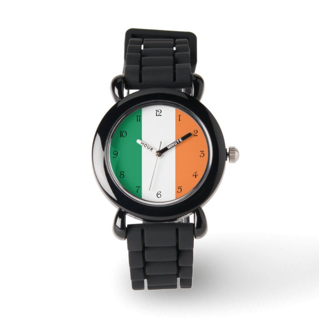 Montre Numéro de script noir sur le drapeau irlandais (Recto)
