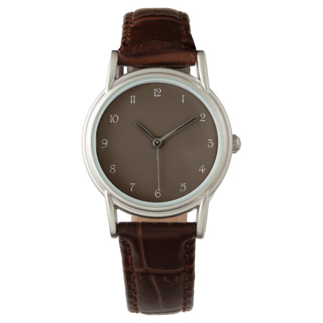 Montre Numéros de script blanc sur le wat Brown (devant)