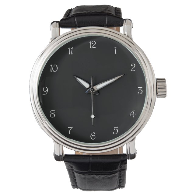 Montre Numéros de script blanc sur le wat noir (devant)