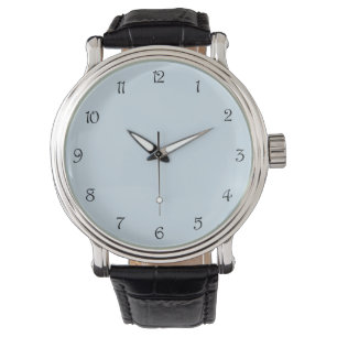 Montre Numéros de script noir sur blanc bleu pâle