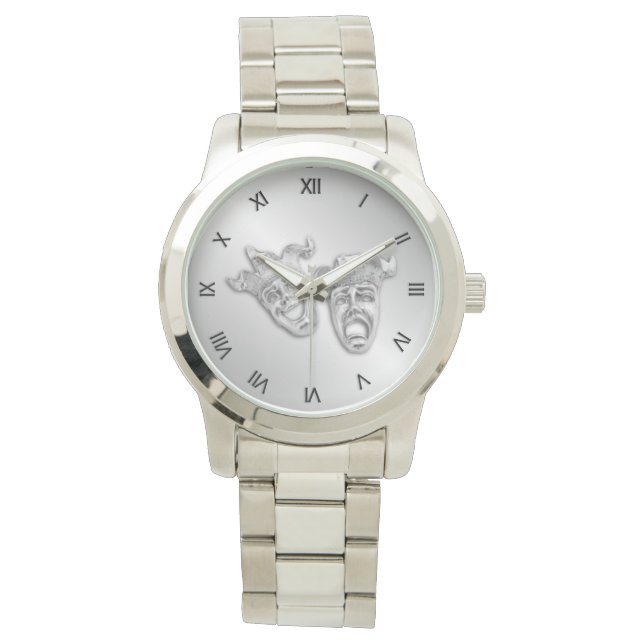 Montre Numéros romains du théâtre d'argent comique et tra (devant)