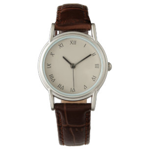 Montre Numéros romains en noir sur les femmes beiges cn