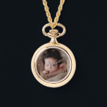 Montre Numéros romains Faux Gold & Photo personnalisée<br><div class="desc">Montre de charme avec une superposition de chiffres romains dorés à laquelle vous pouvez ajouter votre propre photo.</div>