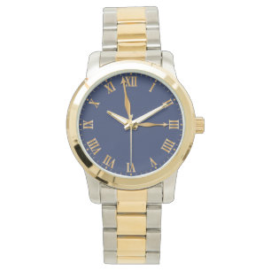 Montre Numéros romains or unique sur Arrière - plan bleu