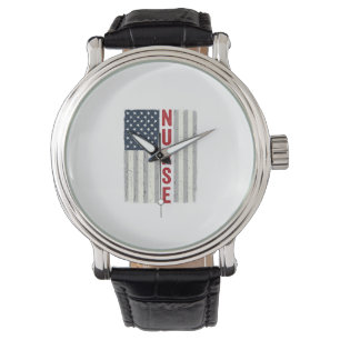 Montre Nurse Drapeau Américain Vintage Gravure Design de 
