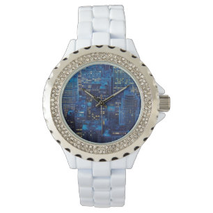 Montre NYC Skyline, vue haute angle au crépuscule