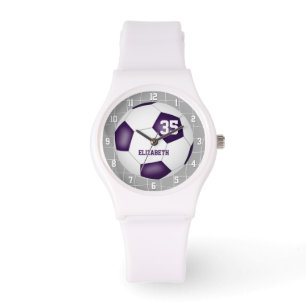 Montre objectif sportif net détail violet blanc soccer
