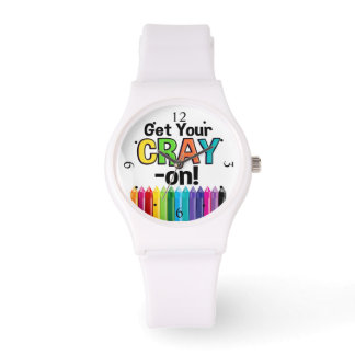 Montre Obtenez votre Cray On Rainbow Crazy Crayon Art Tea