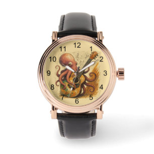 Montre Octopus Jouer Guitare Musique Vintage Art