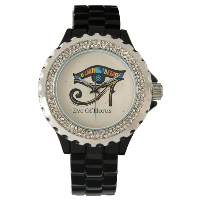 Montre OEil de Horus sur papyrus, hiéroglyphes égyptiens (devant)