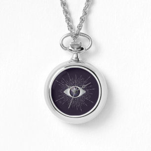 Montre OEil mystique d'argent et de violet