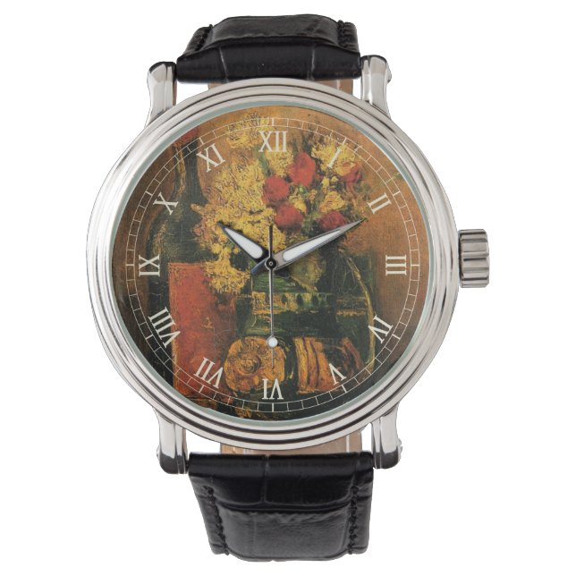 Montre Œillets, roses et un flacon par Vincent van Gogh (devant)