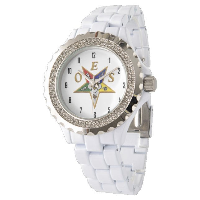 Montre OES Custom Women's Rhinestone White Enamel (Incliné)