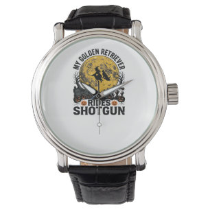 Montre Œuvre d'art de sorcière d'Halloween de Golden Retr