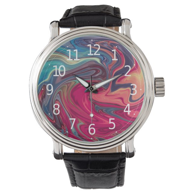 Montre Oeuvre moderne en marbre Abstrait bleu et rouge li (devant)