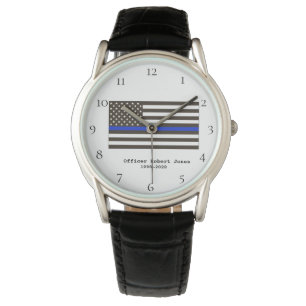 Montre *~* Officier de police Mince Ligne bleue Drapeau H