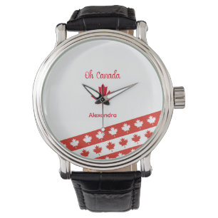 Montre Oh Canada Elégante feuille d'érable rouge