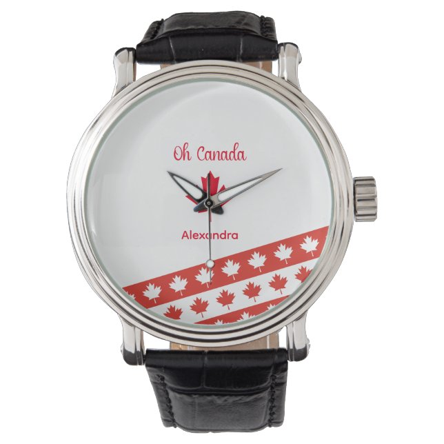 Montre Oh Canada | Elégante feuille d'érable rouge (devant)