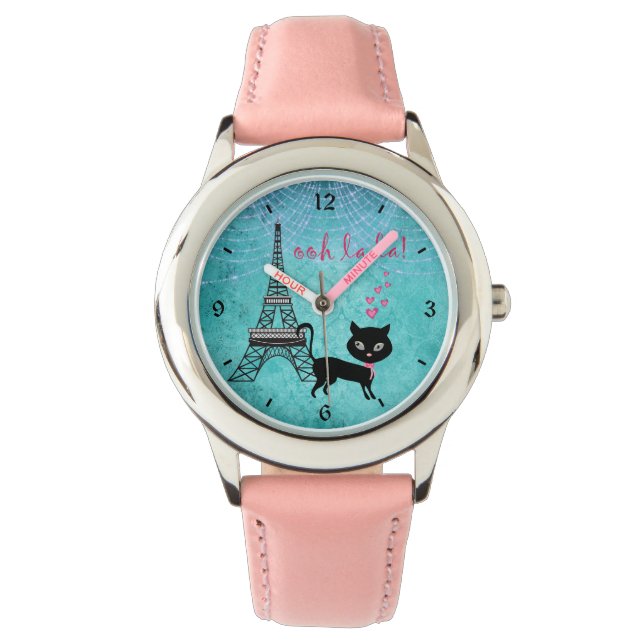 Montre Oh La La Paris Chat avec Tour Eiffel et Lumières (devant)