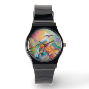 Montre Oiseau à poitrine rouge à bec rose