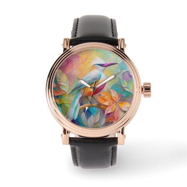 Montre Oiseau à poitrine rouge à bec rose (Recto)