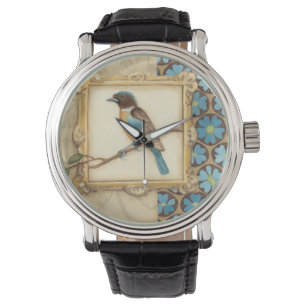Montre Oiseau Brown et bleu sur une branche