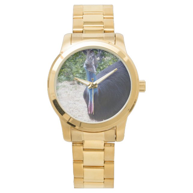 Montre Oiseau Cassowary Visage Bleu, (devant)