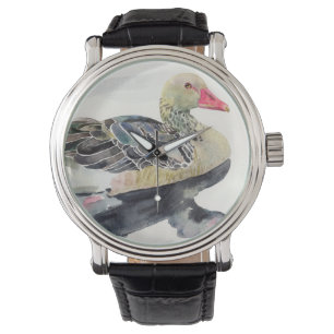 Montre Oiseau d'aquarelle d'aspiration de main, canard