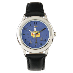 Montre Oiseau de mer amusant entouré de dessins animés de