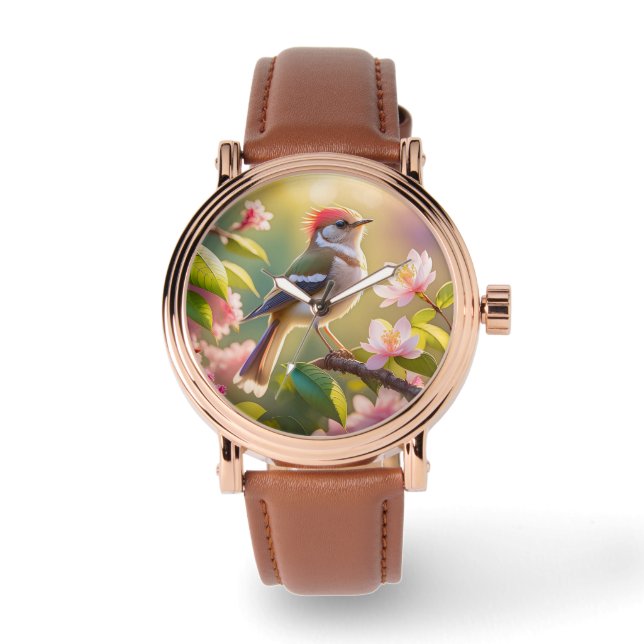 Montre Oiseau de Paruline Imaginaire à tête rouge (Recto)
