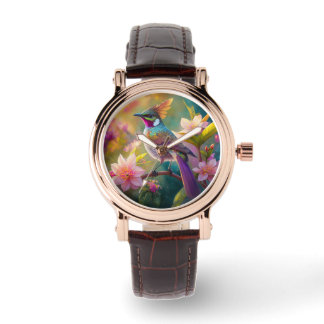 Montre Oiseau d'Imaginaire à arc-en-ciel orangé
