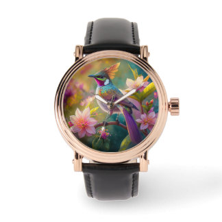 Montre Oiseau d'Imaginaire à arc-en-ciel orangé
