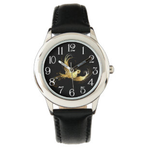 Montre Oiseau d'or sur Arrière - plan noir