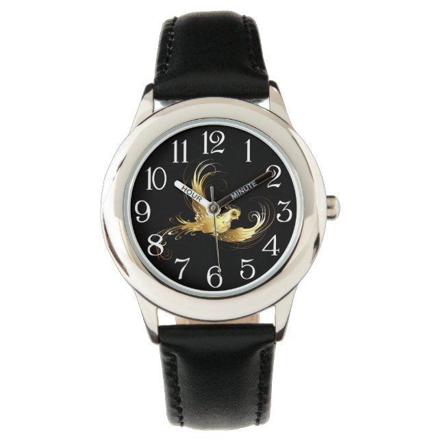 Montre Oiseau d'or sur Arrière - plan noir (devant)