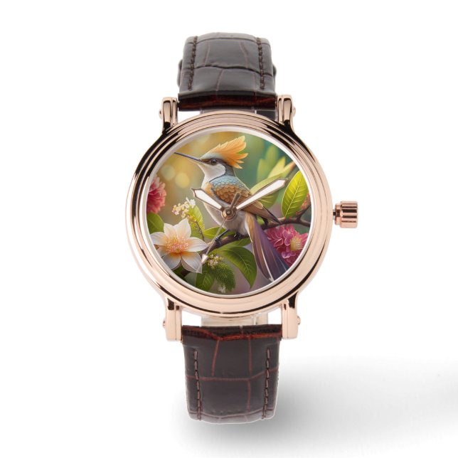 Montre Oiseau Fantastique à Crête Dorée (Recto)